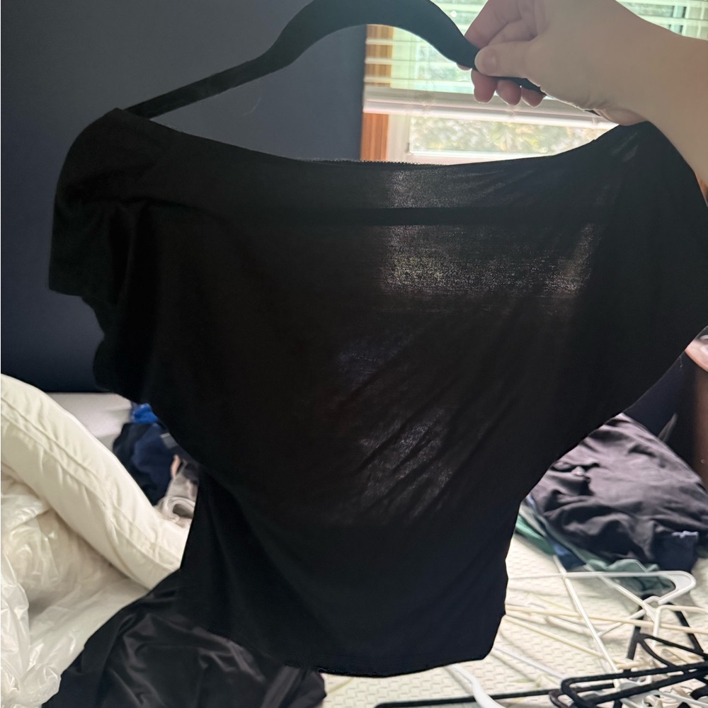 Backless Black Off-Shoulder Top